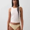 Tanga aus Bio-Stretch-Baumwolle mit Spitzenbesatz