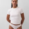 Tanga aus Bio-Stretch-Baumwolle mit Spitzenbesatz