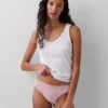 Tanga aus Bio-Stretch-Baumwolle mit Spitzenbesatz