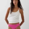 Tanga aus Bio-Stretch-Baumwolle mit Spitzenbesatz