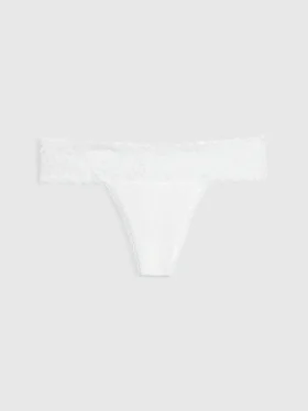 Tanga aus Bio-Stretch-Baumwolle mit Spitzenbesatz