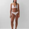 Tanga aus Bio-Stretch-Baumwolle mit Spitzenbesatz