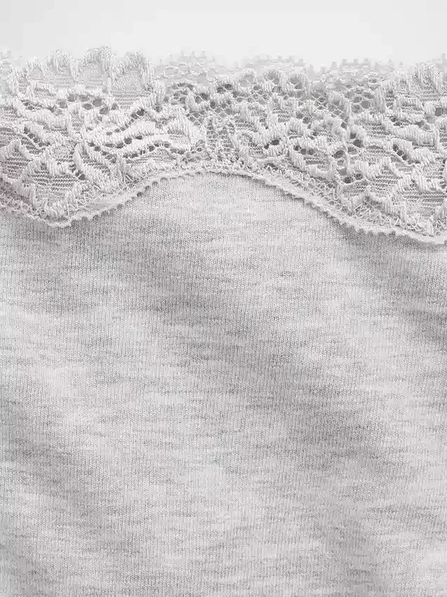 Tanga aus Bio-Stretch-Baumwolle mit Spitzenbesatz