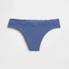 Tanga aus Bio-Stretch-Baumwolle mit Spitzenbesatz
