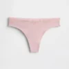 Tanga aus Bio-Stretch-Baumwolle mit Spitzenbesatz