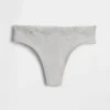 Tanga aus Bio-Stretch-Baumwolle mit Spitzenbesatz