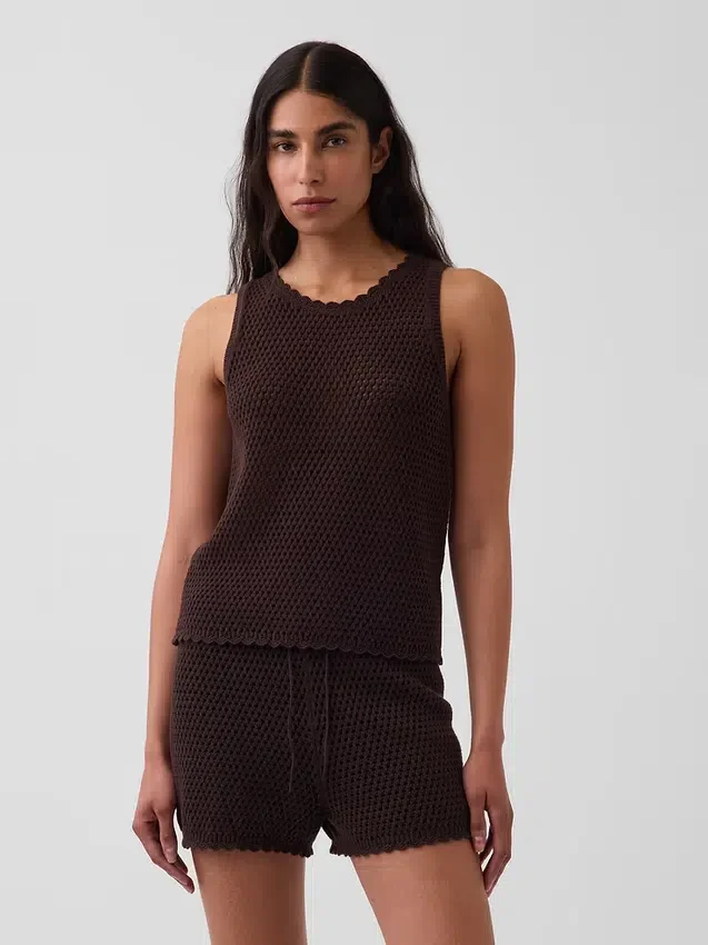 Tanktop aus 100 % Baumwolle, gehäkelt