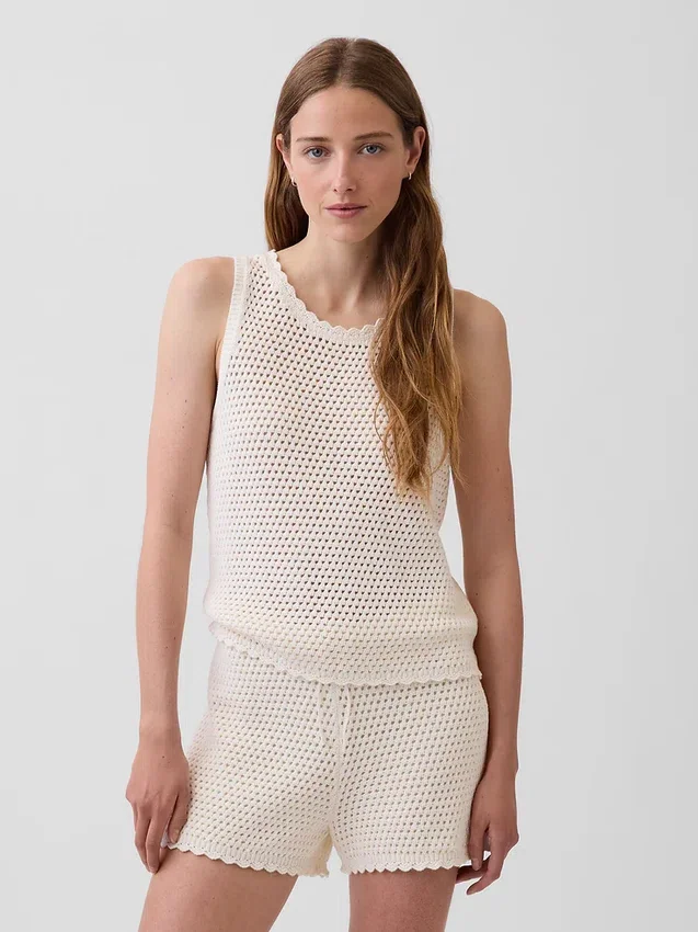 Tanktop aus 100 % Baumwolle, gehäkelt