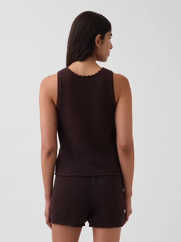 Tanktop aus 100 % Baumwolle, gehäkelt
