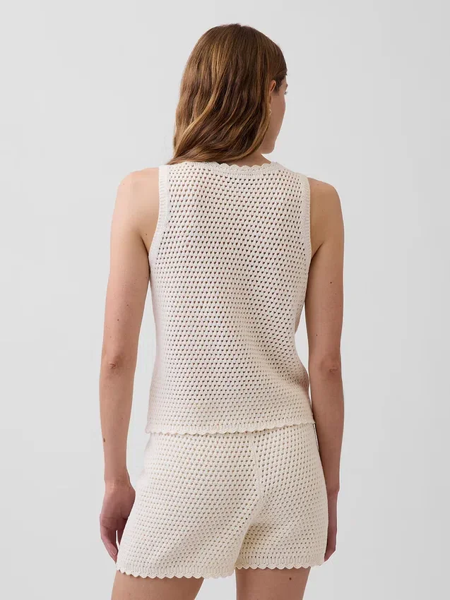 Tanktop aus 100 % Baumwolle, gehäkelt