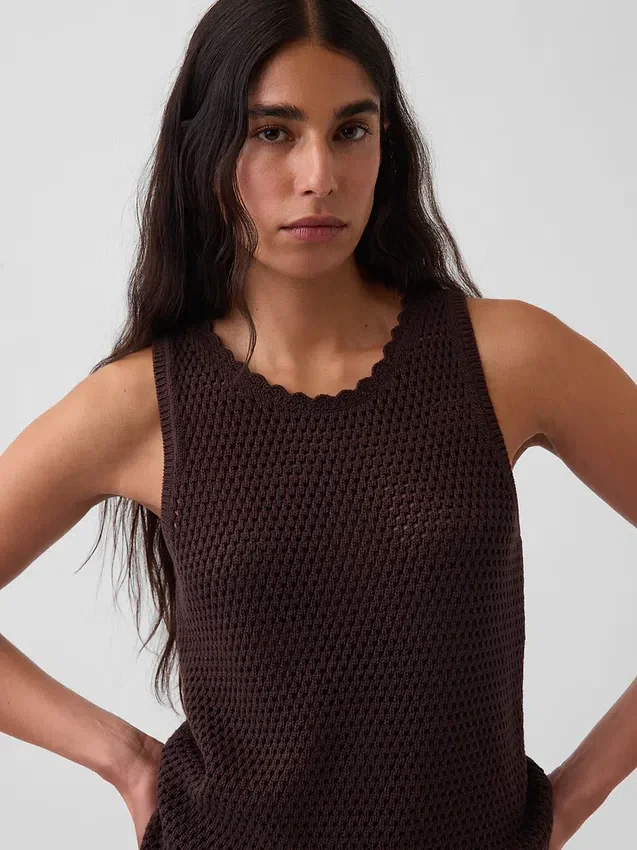 Tanktop aus 100 % Baumwolle, gehäkelt