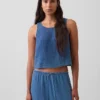 Tanktop aus Baumwollgaze-Denim