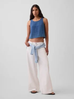 Tanktop aus Baumwollgaze-Denim