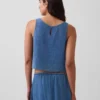 Tanktop aus Baumwollgaze-Denim