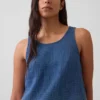Tanktop aus Baumwollgaze-Denim