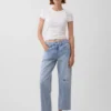 Tief sitzende, locker sitzende Crop-Jeans