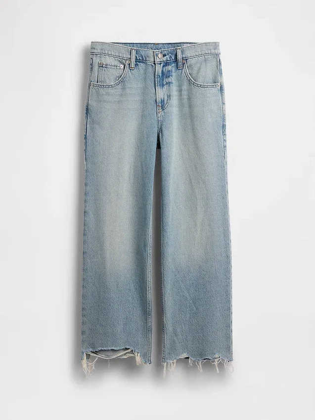 Tief sitzende, locker sitzende Crop-Jeans