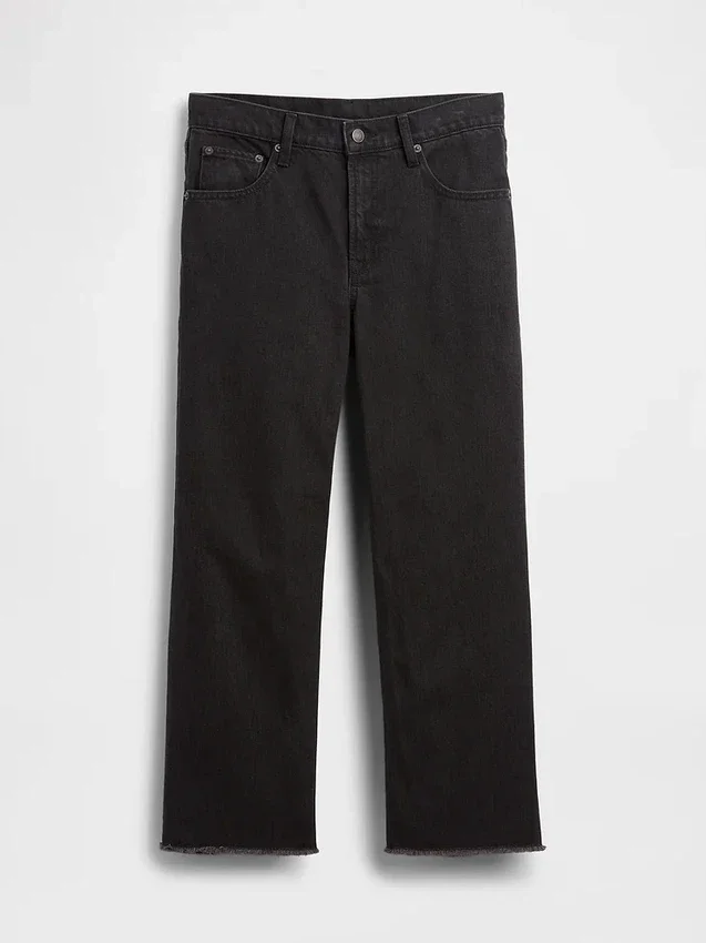 Tief sitzende, locker sitzende Crop-Jeans