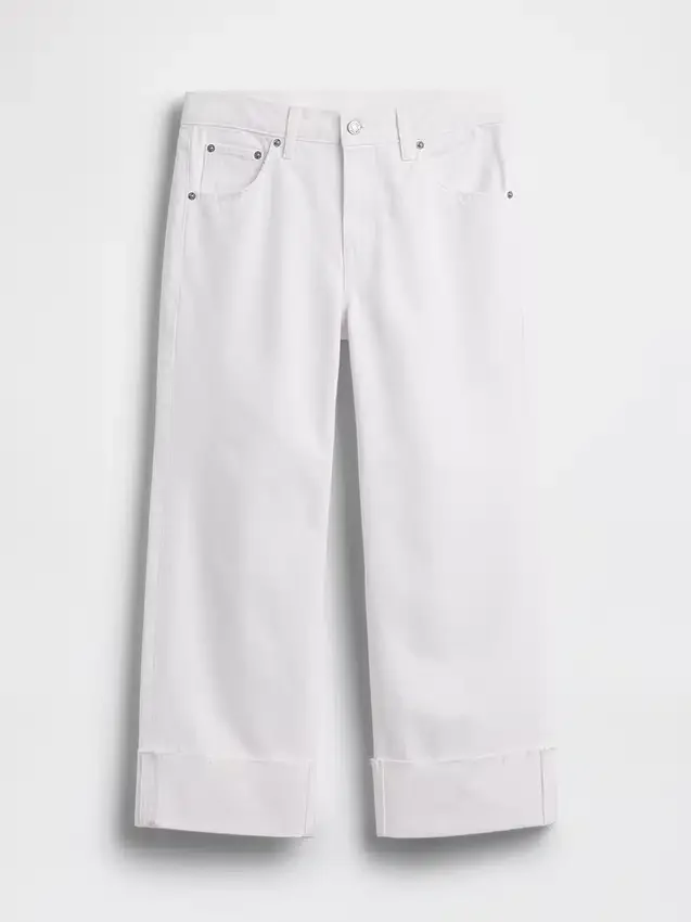 Tief sitzende, locker sitzende Crop-Jeans