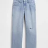 Tief sitzende, locker sitzende Crop-Jeans