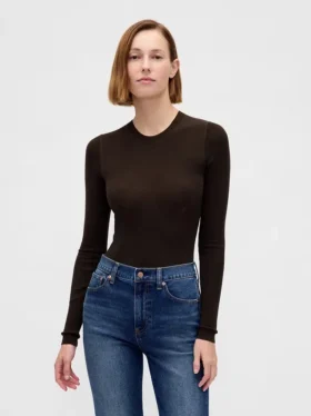 Transparenter, gerippter Pullover-Body