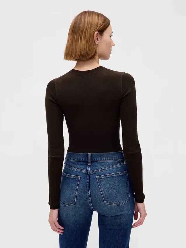 Transparenter, gerippter Pullover-Body