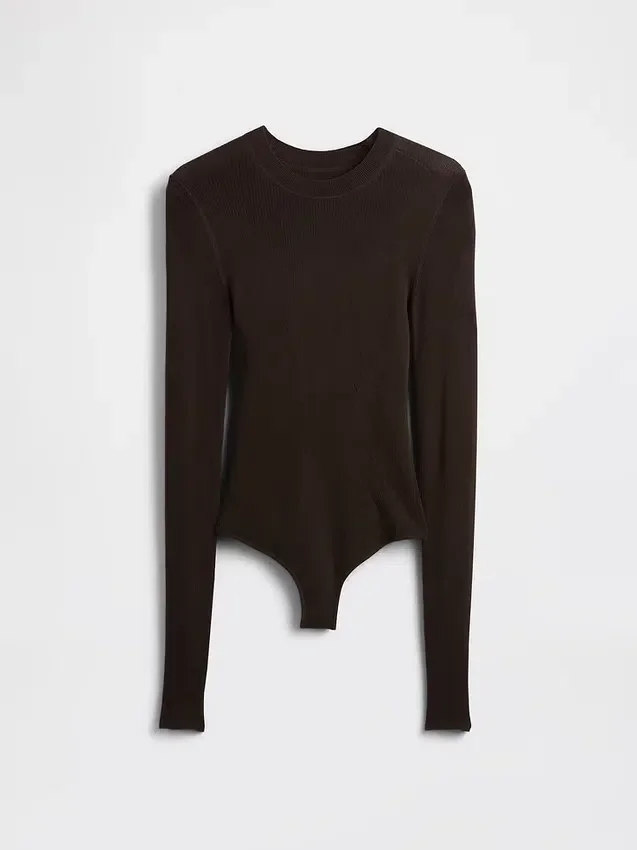 Transparenter, gerippter Pullover-Body