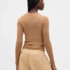 Transparenter Henley-Pullover mit Rippmuster