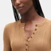 Transparenter Henley-Pullover mit Rippmuster