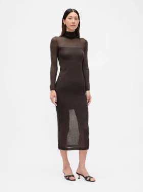 Transparenter Maxi-Pullover mit Rollkragen