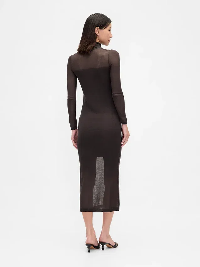 Transparenter Maxi-Pullover mit Rollkragen