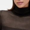 Transparenter Maxi-Pullover mit Rollkragen