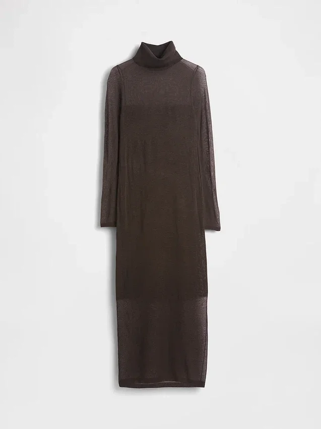 Transparenter Maxi-Pullover mit Rollkragen