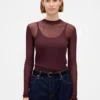 Transparenter Pullover mit hohem Kragen