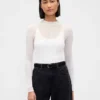 Transparenter Pullover mit hohem Kragen