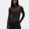 Transparenter Pullover mit hohem Kragen