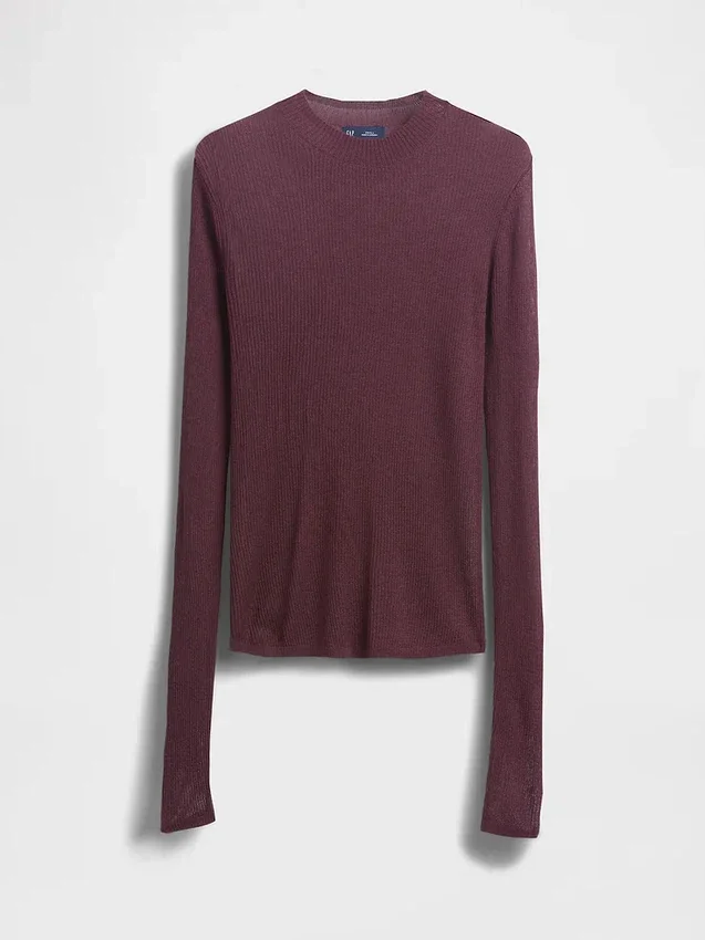 Transparenter Pullover mit hohem Kragen