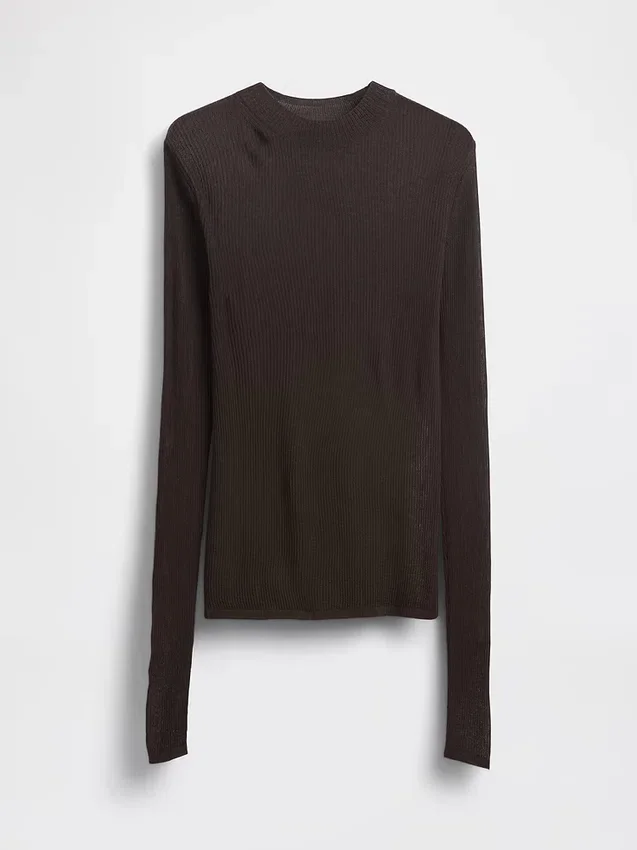 Transparenter Pullover mit hohem Kragen