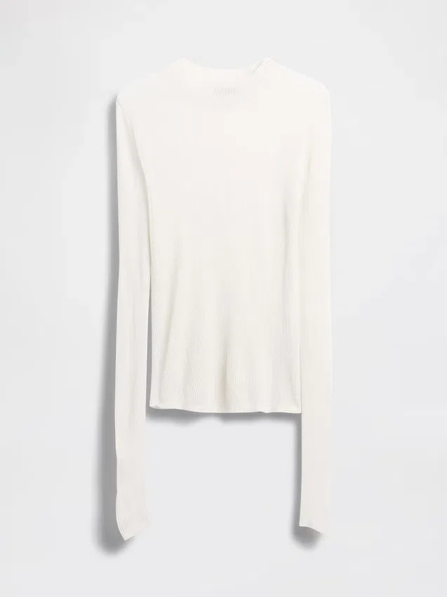 Transparenter Pullover mit hohem Kragen