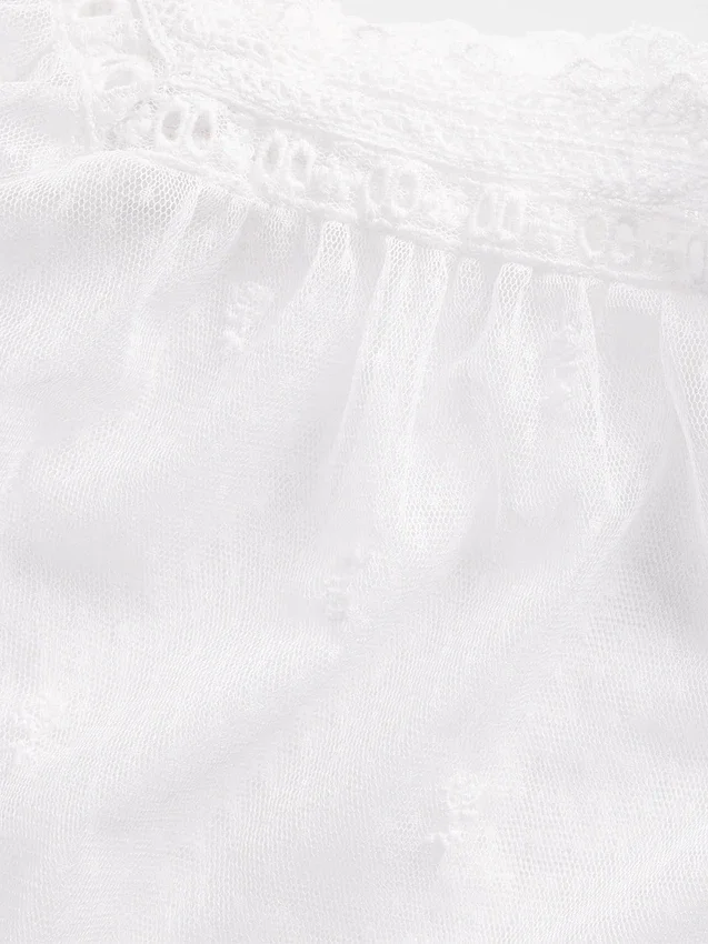 Transparentes, besticktes Tüll-Oberteil