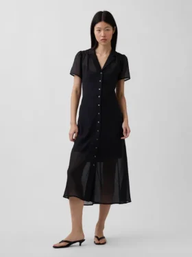 Transparentes Midi-Hemdkleid