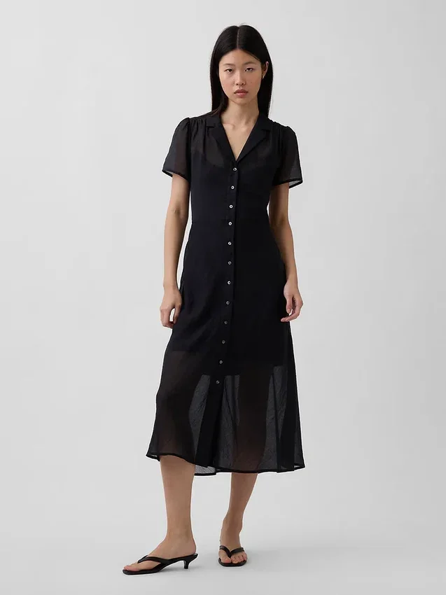 Transparentes Midi-Hemdkleid