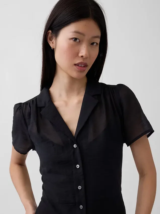 Transparentes Midi-Hemdkleid
