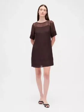 Transparentes Mini-Etuikleid aus Organza