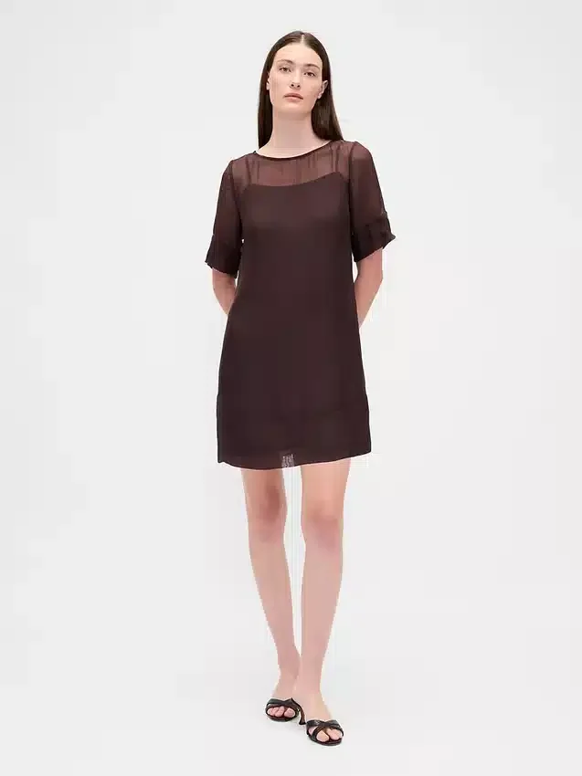 Transparentes Mini-Etuikleid aus Organza