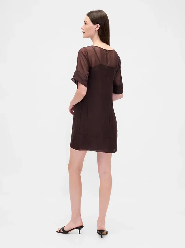 Transparentes Mini-Etuikleid aus Organza
