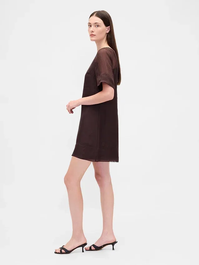 Transparentes Mini-Etuikleid aus Organza