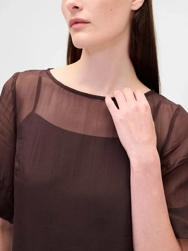 Transparentes Mini-Etuikleid aus Organza