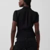 Transparentes Peplum-Oberteil mit Knopfleiste