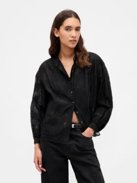Transparentes Voile-Hemd mit Blumenmuster